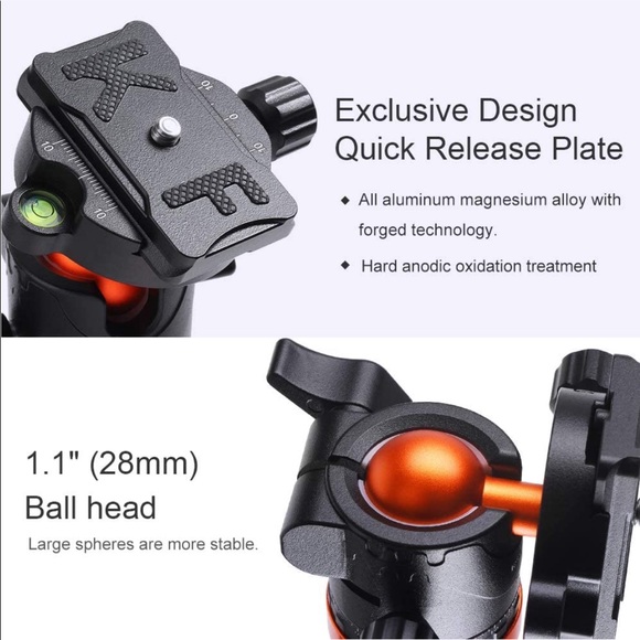 K&F Concept 67 inch Camera Tripod Horizontal Aluminum Tripods Portable Monopod - Picture 3 of 9